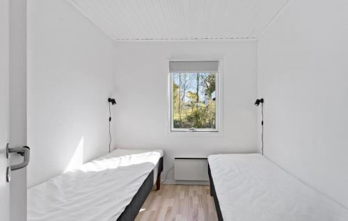 斯文堡Gorgeous Home In Svendborg With Wifi的白色客房的两张床,设有窗户