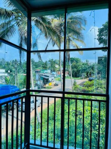 卡尔佩特塔EDASSERI ARCADE的从棕榈树的窗户欣赏美景