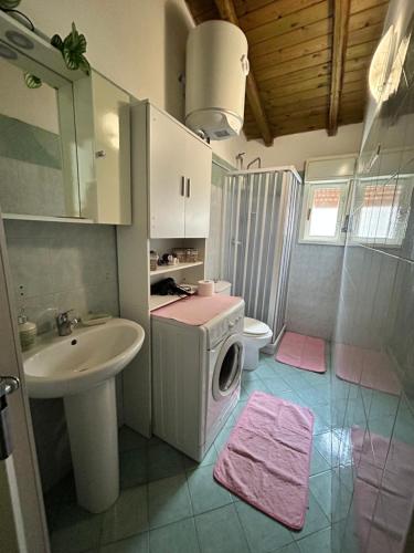 卡塔尼亚Mimì e Cocò shabby house的一间带水槽和洗衣机的浴室
