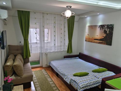 克鲁舍瓦茨ZVEZDA LUX的一间卧室配有一张床和一张沙发