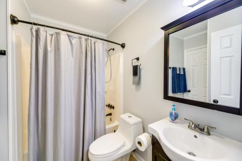 杰克逊维尔Charming Jacksonville Abode with Patio!的一间带卫生间、水槽和镜子的浴室