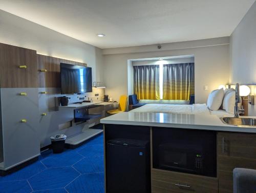 拉皮德城拉皮德城密克罗泰尔旅馆及套房酒店的酒店客房设有一张床和一个带水槽的厨房