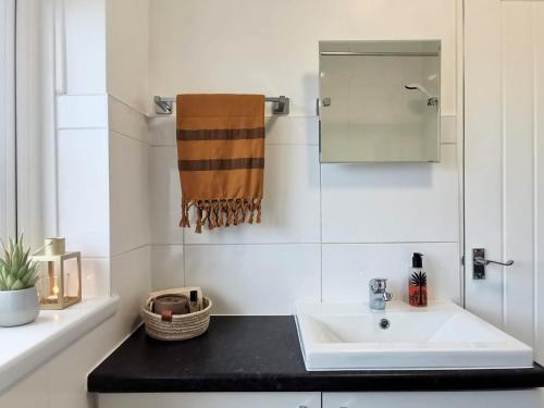 诺丁汉Contemporary 3 bedroom house的一间带水槽和镜子的浴室