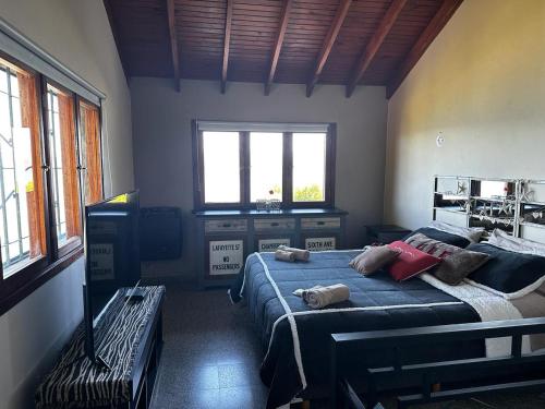 圣卡洛斯-德巴里洛切Casa de las Chacras 2的一间卧室配有一张大床和枕头