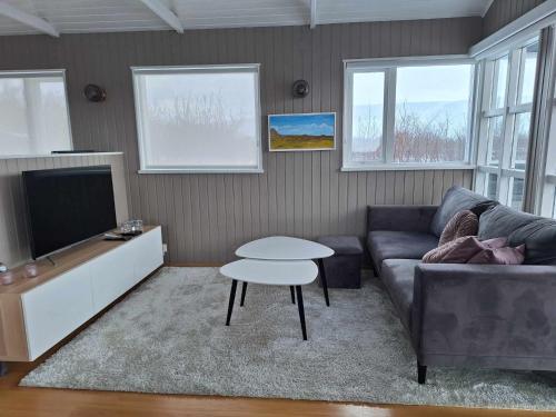 LaxamýriDimond cottage的客厅配有沙发和桌子