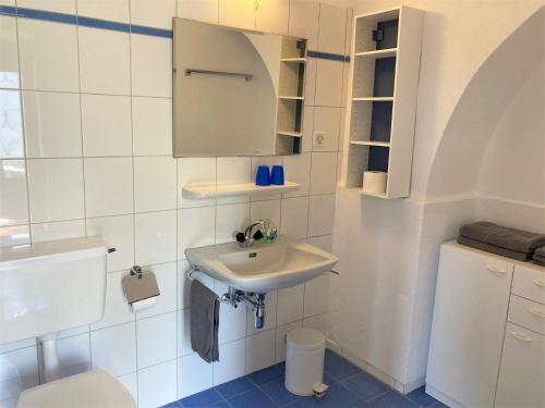 洛迦诺Bellaterra B的白色的浴室设有水槽和卫生间。