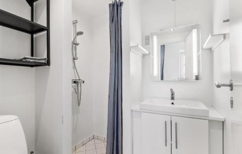 吉利勒杰2 Bedroom Stunning Apartment In Gilleleje的白色的浴室设有水槽和淋浴。