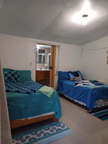 巴亚希贝Habitación margarita的一间卧室设有两张床和窗户。