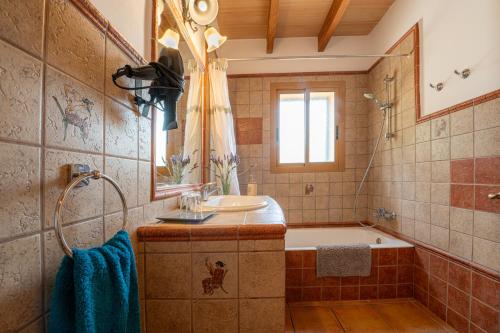 坎波斯Finca Girasols的带浴缸和盥洗盆的浴室