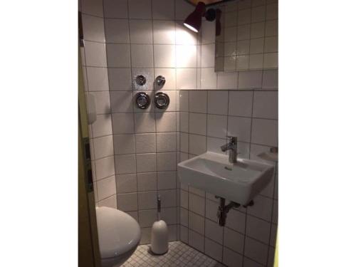 蒂蒂湖-新城Huis Rieslehof Appartement 12的一间带水槽和卫生间的浴室