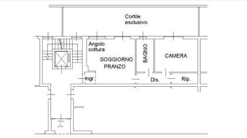 卡拉瓦焦Xenia di Giò - Appartamento con giardino的房屋的平面图