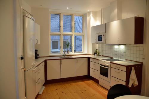 哥本哈根出租式酒店的厨房或小厨房