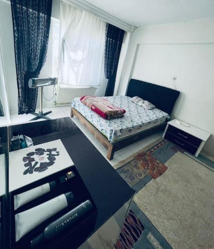 迪亚巴克尔Diyarbakır bölgesinde konaklama的小房间设有一张床和一张书桌