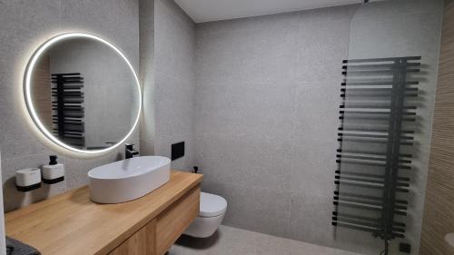 新比斯特日采Penzion Osika的浴室设有白色水槽和镜子