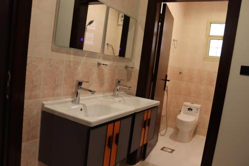 利雅德طيف المكان للشقق الفندقية的一间带水槽和卫生间的浴室