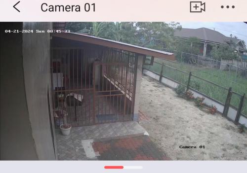帕拉马里博Vakantiehuis Paramaribo的笼子里有狗的建筑物