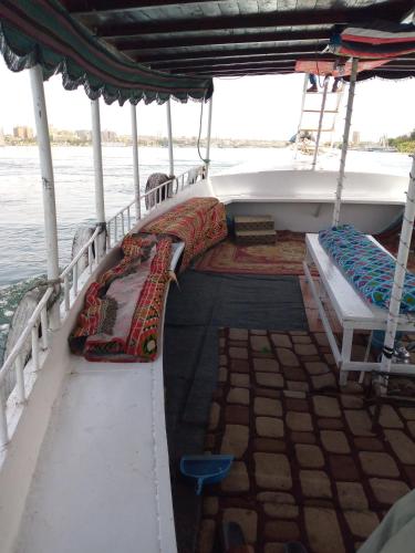 阿斯旺Ozzy Tourism的两床船在船边