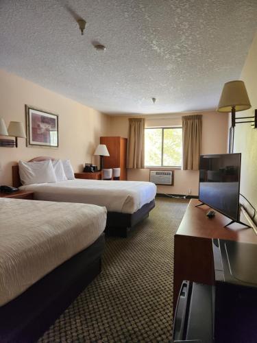 西尔弗索恩豪华旅馆&套房酒店的酒店客房设有两张床和一台平面电视。