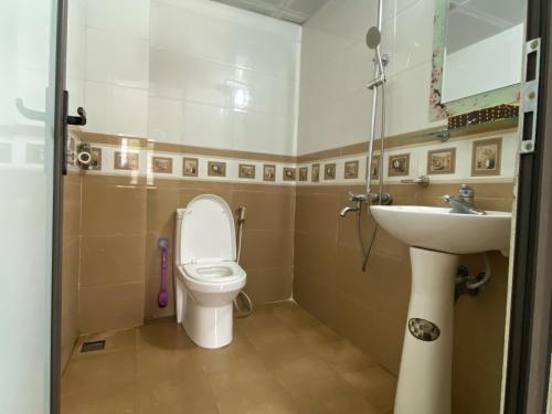 下龙湾Blue Rose Hotel的一间带卫生间和水槽的浴室