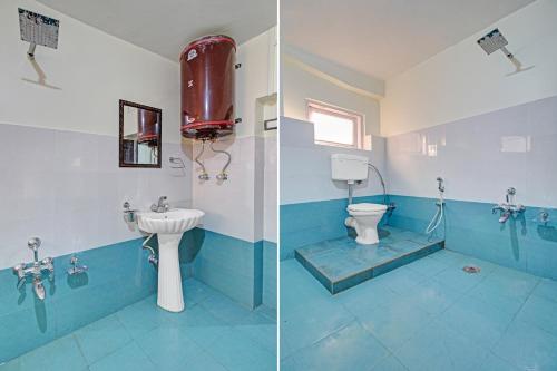 斯利那加Flagship Comfort By Comfay的浴室的两张照片,配有卫生间和水槽