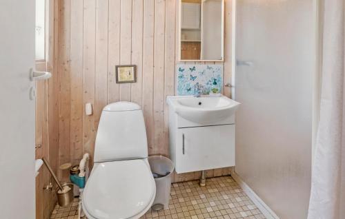 斯图伯克宾Awesome Home In Stubbekbing With 3 Bedrooms And Wifi的一间带卫生间和水槽的浴室