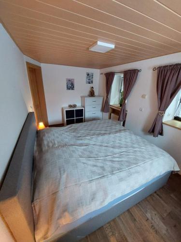 Schwarzenberg/ErzgebirgeFerienwohnung-Barth的一间卧室,卧室内配有一张大床