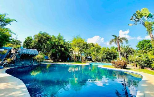 BustosDaily Bread Organic Farm & Resort的蓝色海水度假村的游泳池