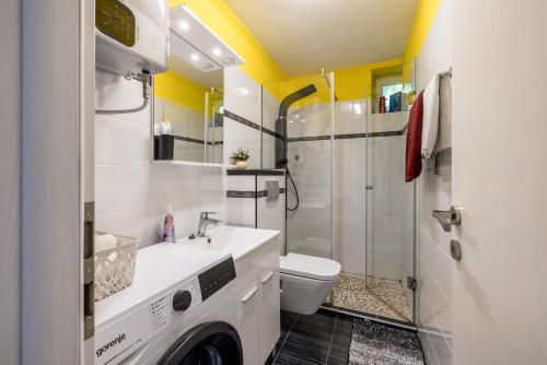 斯普利特里瓦长廊度假屋的一间带水槽、卫生间和淋浴的浴室