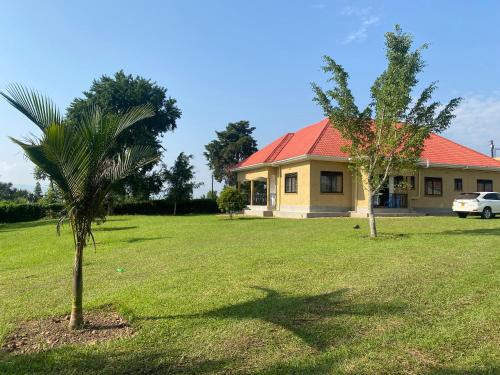 RukungiriUnity Comfort Home的院子前有棕榈树的房子