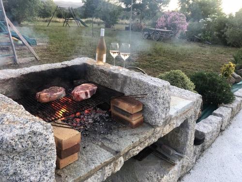 Petreto-BicchisanoVilla Piazzola的石头烧烤,配两肉和一杯葡萄酒