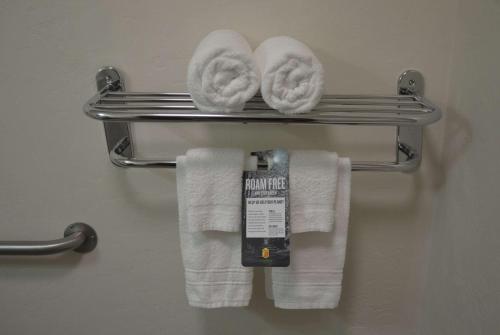 罗斯堡罗斯堡速8酒店的浴室内带毛巾的毛巾架