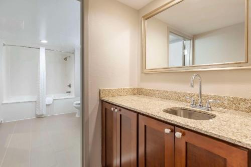 鲍伊鲍伊会议中心康福特茵酒店的一间带水槽、镜子和卫生间的浴室
