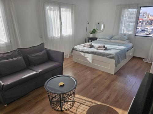 帕福斯City Center Apartments的客厅配有床和沙发
