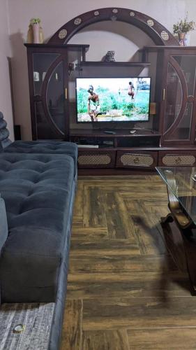鲁亨盖里Royal villas的带沙发和平面电视的客厅