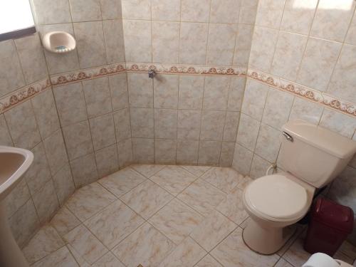 TorotoroHoSTAL SANTA BARBARA的一间带卫生间和水槽的浴室