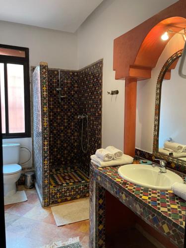 卡萨布兰卡达尔塔拉酒店的带淋浴和盥洗盆的浴室