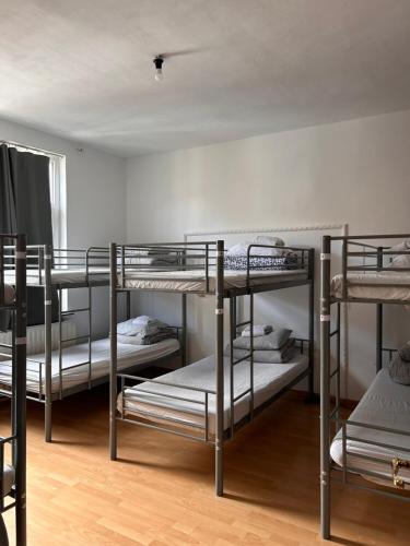 布鲁塞尔Etterbeek Youth Hostel的客房内的一组双层床