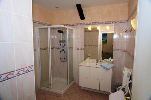 FaycellesLe domaine de l'Escadasse的带淋浴和盥洗盆的浴室