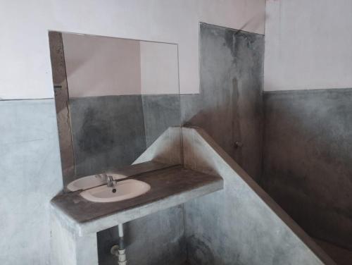 曼克拉Los Almendros de Máncora的一间带水槽和镜子的浴室