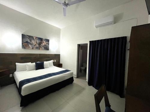 科利马Hotel Juarez 70的一间卧室,卧室内配有一张大床