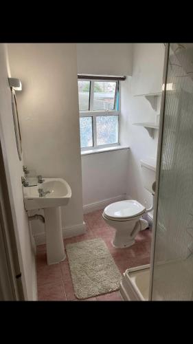 金塞尔Surf kinsale的白色的浴室设有卫生间和水槽。