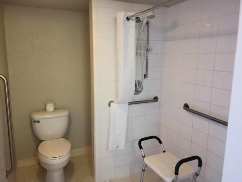Springerville斯普林维尔乔汽车旅馆的一间带卫生间和淋浴的浴室