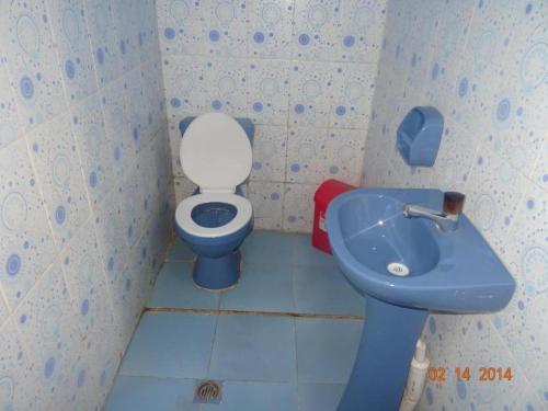 Comunidad YumaniHostal Inca Uma的一间带卫生间和水槽的小浴室