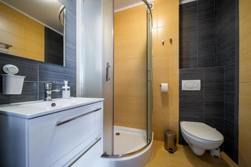 加茨比亚格拉VERTUS的浴室配有卫生间、盥洗盆和淋浴。