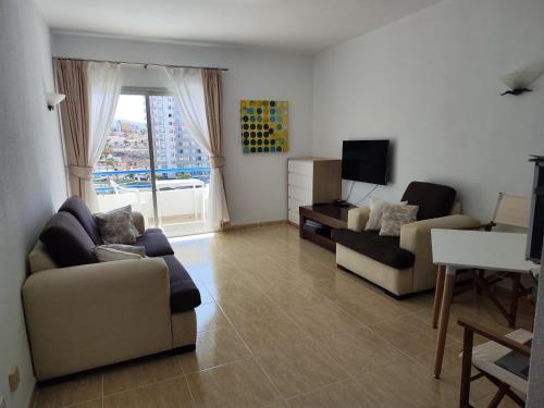 帕莱索海滩Olga Paraiso del Sur的客厅配有两张沙发和一台电视