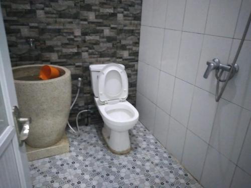 庞越Homestay Aisyah Bromo的一间带卫生间和垃圾桶的浴室