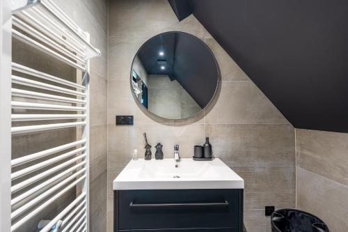 DuppigheimLoverDose by Les Gîtes du Moul1的一间带水槽和镜子的浴室