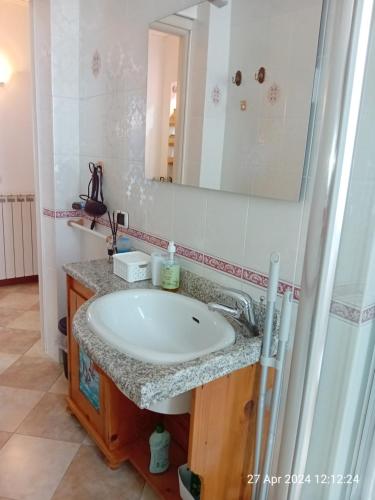 斯培西亚IL GIARDINO的一间带水槽和镜子的浴室