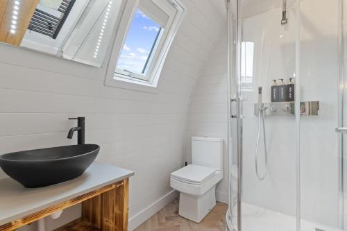 阿伦德尔Choller Lodges - The Barn House With Hot Tub的一间带水槽和卫生间的浴室
