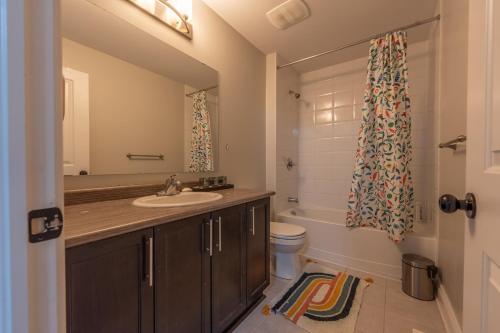 渥太华Huge House的一间带水槽、卫生间和镜子的浴室